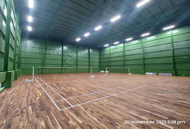 Serene : Badminton Court flooring works in progress - Status as of November 2023