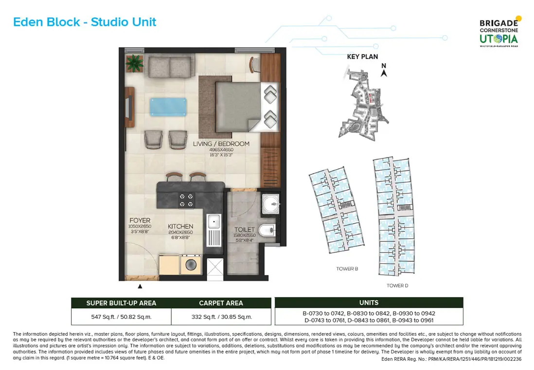 Eden studio units floor plan - brigade utopia