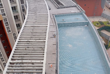  Utopia Paradise : Swimming pool flooring works completed and drain granite works in progress - Status as of February 2025