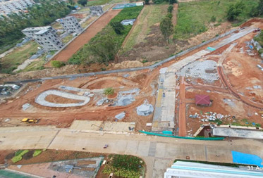 Serene : East Garden area compound wall works in progress - Status as of August 2023