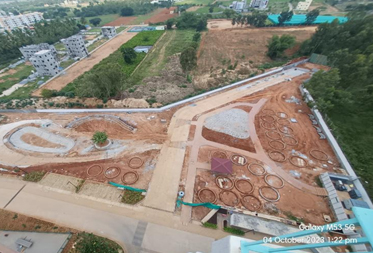 Serene : East Garden area compound wall works in progress - Status as of September 2023